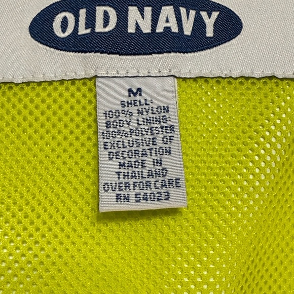 Old Navy Windbreaker Rain Jacket Lime Green Zip Up Adjustable Waist Size Med - Picture 9 of 9